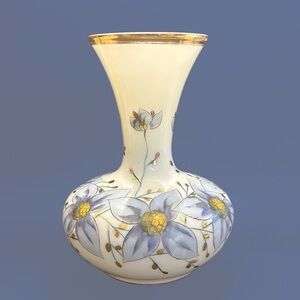 Vintage Hand Painted Porcelain Vase Blue Floral Gold Trim Japan